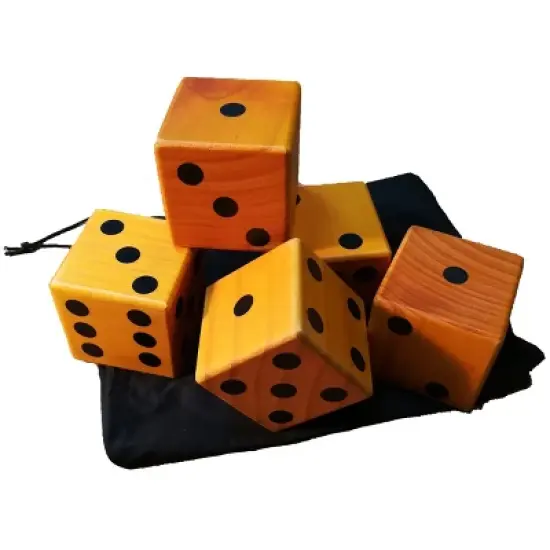 WE Games Giant Roll 'em Dice - Set of 5 Wooden Lawn Dice image {3}