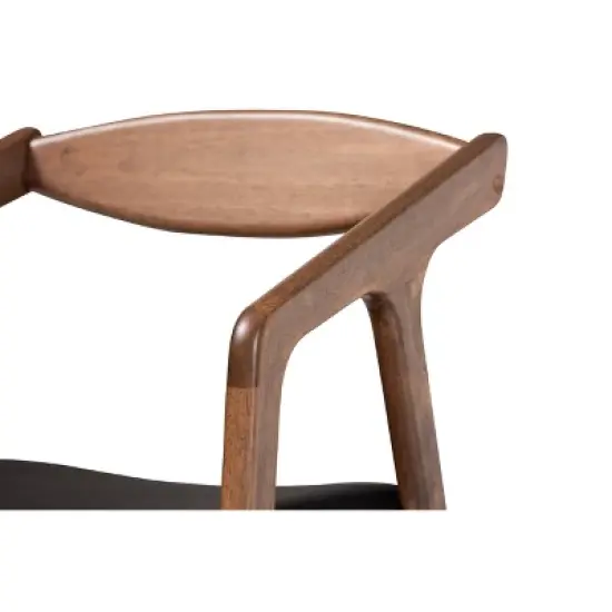 2pc Harland Faux Leather Upholstered and Wood Dining Chair Set - Baxton Studio image {4}