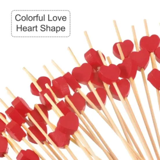 Unique Bargains Disposable Drinks Appetizer Bamboo Heart Cocktail Toothpicks 100 Pcs image {3}