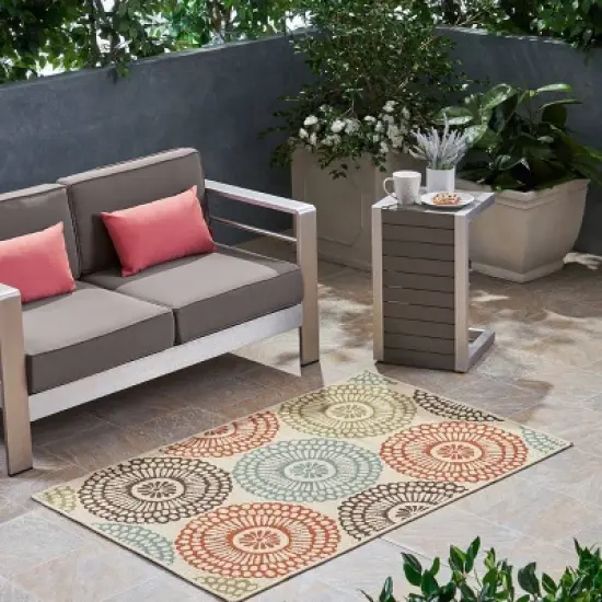 Seastar Medallion Outdoor Rug Ivory - Christopher Knight Home image {2}