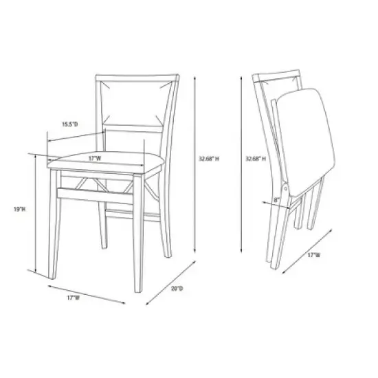 2pc Claire Folding Chair Espresso - Linon image {11}
