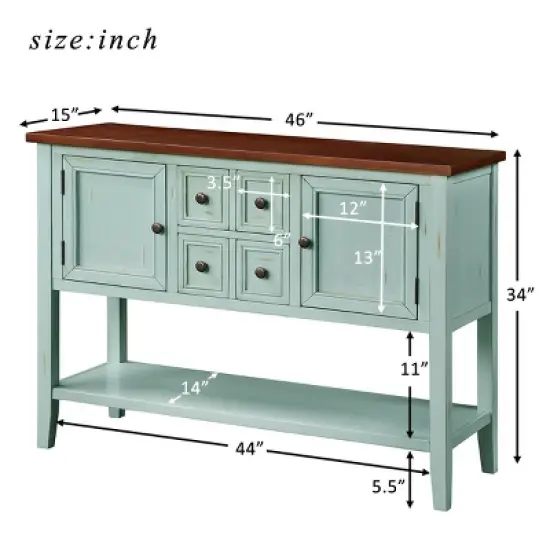 Modernluxe Cambridge Series Buffet Sideboard Console Table with Bottom Shelf image {2}