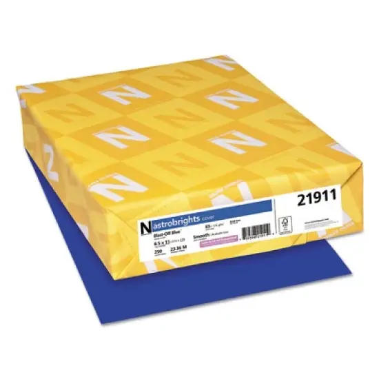 Astrobrights Color Cardstock, 65 lb Cover Weight, 8.5 x 11, Blast-Off Blue, 250/Pack image {4}