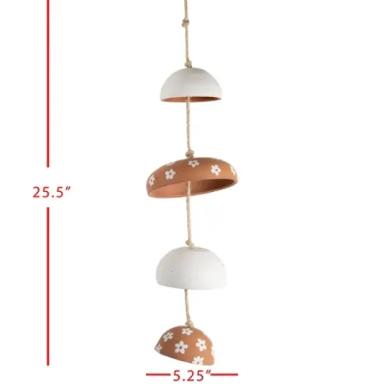 White Floral and Natural Terracotta Hanging Chime - Foreside Home & Garden image {2}