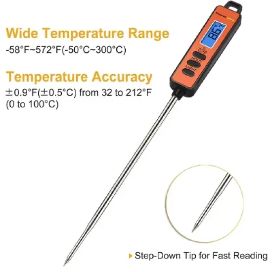 ThermoPro TP01AW Digital Meat Thermometer Long Probe Instant Read Food Cooking Thermometer for Grilling BBQ Smoker Grill Kitchen Thermometer image {2}