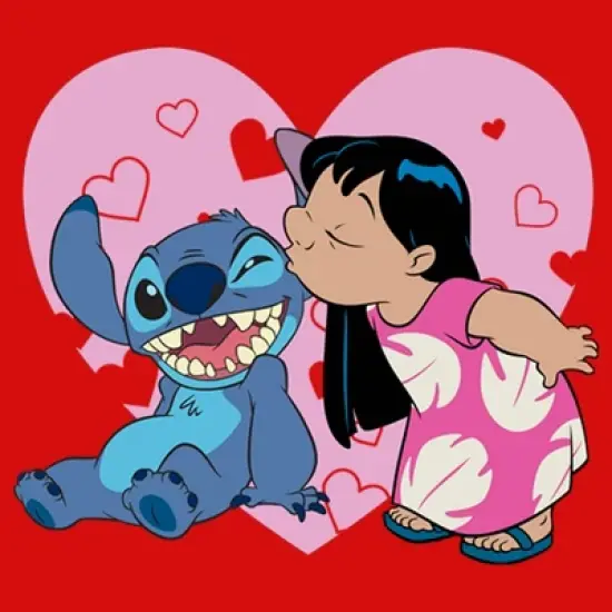 Girl's Lilo & Stitch Valentine's Day Kisses T-Shirt image {1}