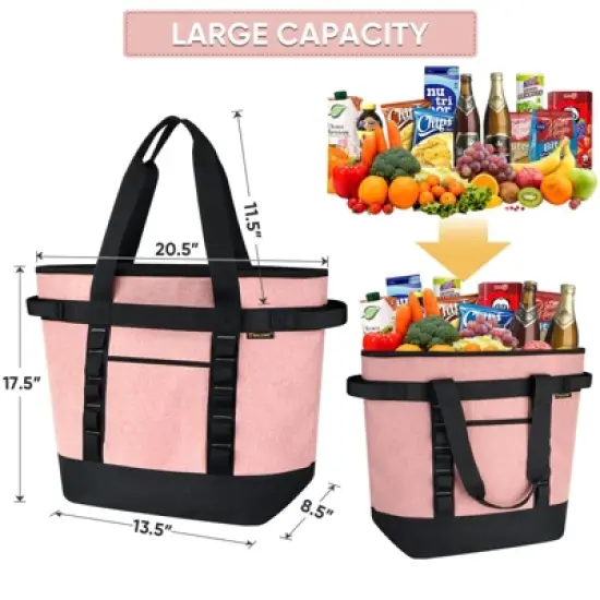 HOMLUX Large Leakproof Coolers Soft Tote Bags, Collapsible, Insulated, Gray image {6}