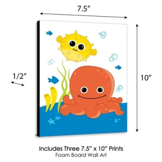 Big Dot of Happiness Under the Sea Critters - Nursery Wall Art and Kids Room Decorations - Christmas Gift Ideas - 7.5 x 10 inches - Set of 3 Prints image {3}
