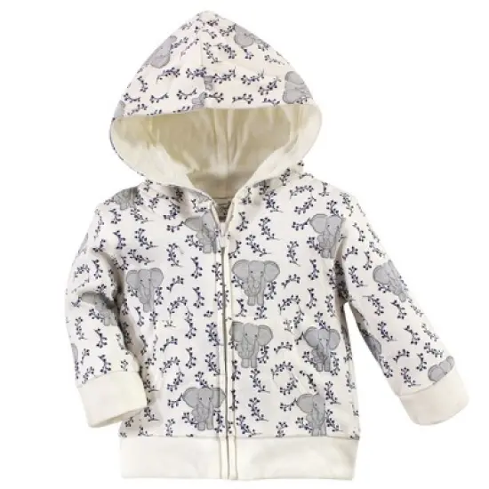 Touched by Nature Baby and Toddler Unisex Organic Cotton Hoodie, Bodysuit or Tee Top, and Pant, Print Elephant image {1}