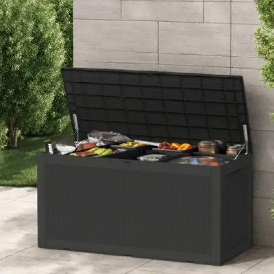 NAYSAYE Deck Box, 100 Gal Outdoor Storage Deck Box, Small Patio Storage Bin for Garden Tools, 48.03"*21.46"*24.53" image {3}