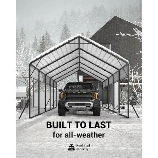 GustoWave 13'x26' Heavy Duty Steel Carport for All Weather Sedans, Bass Boats, Motos, ATVs, and SUVs image {1}