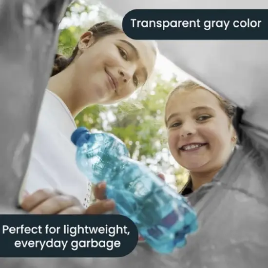 Hand-E Small Trash Can Liners, 100 Count - 4 Gallon Garbage Liners - 22 Microns Thick, Gray Transparent image {3}