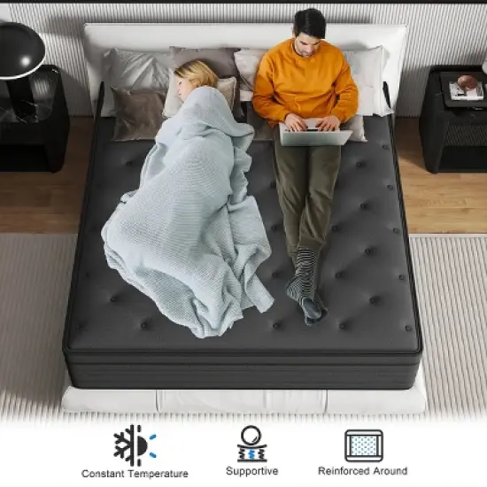 CHEVNI 12-14 Inch Mattress in a box Hybrid Spring Memory Foam Medium Firm Black image {9}