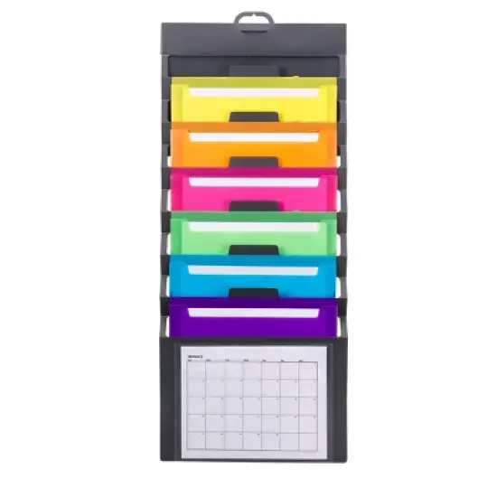 Smead Cascading Wall Organizer, 6 Pockets, Letter Size, Gray/Bright (92060) image {4}