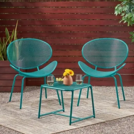 3 Piece Metal Patio Table and Chairs Sets, Outdoor Conversation Furniture Set,Metal Patio Table and Chairs Set for Small Space-Maison Boucle image {10}