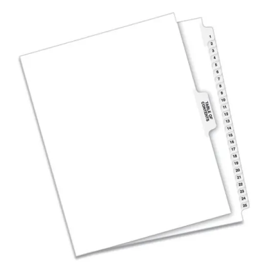 Avery Preprinted Legal Exhibit Side Tab Index Dividers, Avery Style, 25-Tab, 1 to 25, 11 x 8.5, White, 1 Set image {6}
