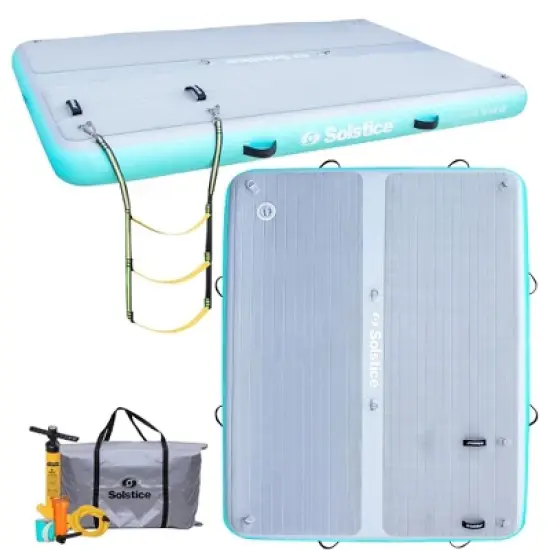 Solstice Original Inflatable LUXE Dock Platform 10 x 8 Foot Floating Swim Raft Non-Slip Water Mat for Lakes, Boats, Pools, and Oceans image {6}