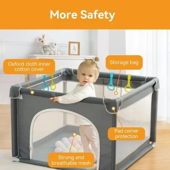 GOTGELIF 36"x36" 4-Panel Baby Playpen Spacious & Secure Portable Playard image {1}
