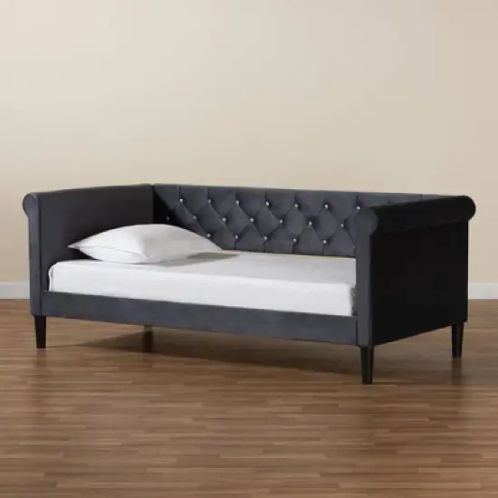 Cora Velvet Fabric Upholstered and Wood Daybed - Baxton Studio image {7}
