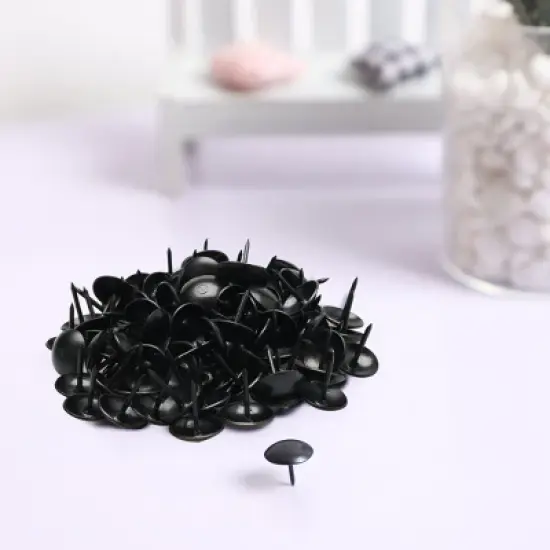 Unique Bargains Metal Home Table Round Hat Thumb Tack Nail Black 0.4" x 0.5" 100 Pcs image {2}