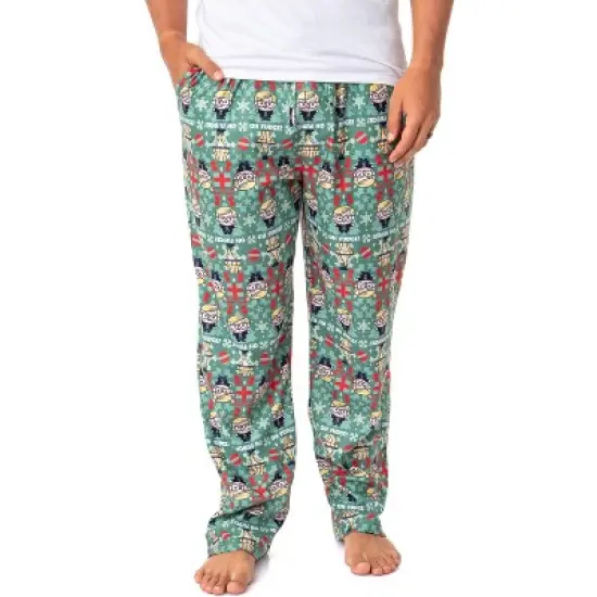 A Christmas Story Mens' Chibi Ralphie Oh Fudge! Leg Lamp Sleep Pajama Pants Green image {4}