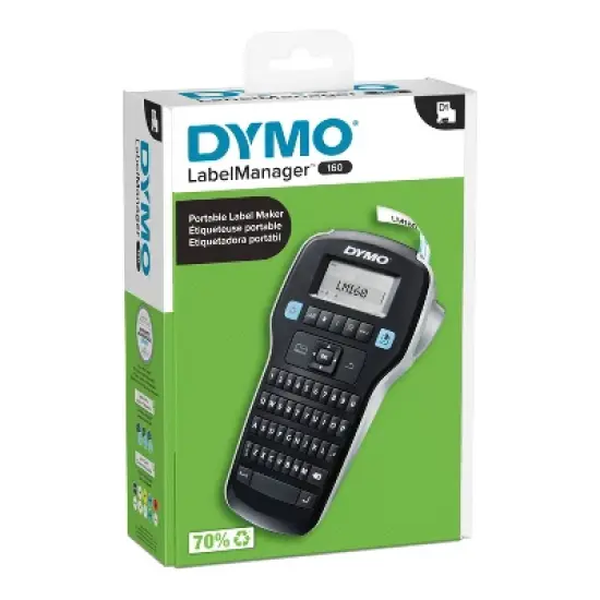 DYMO Label Manager 160 Portable Label Maker: Battery-Powered, Includes AA Alkaline Batteries, Black, Plastic, 1-Year Warranty image {1}