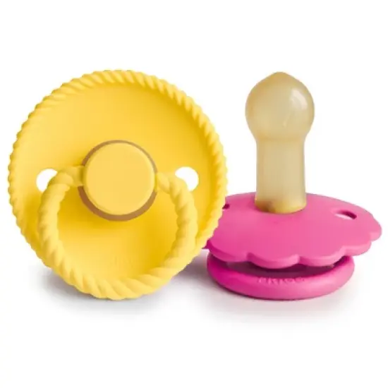 FRIGG Rope/Daisy Natural Rubber Pacifier (Sunflower/Fuchsia) 2-Pack (6-18 Months) image {6}