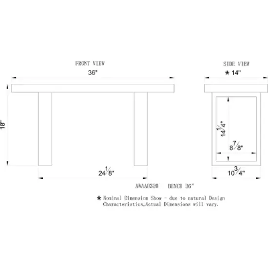 Alaterre Furniture Alpine Natural Brown Live Edge Bench with Coat Hook Set Metal And Wood image {7}