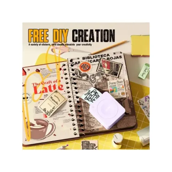 Nelko PM230 Portable Bluetooth Sticker Printer Purple with 2pk 54mmx3.5m White Rolls image {3}