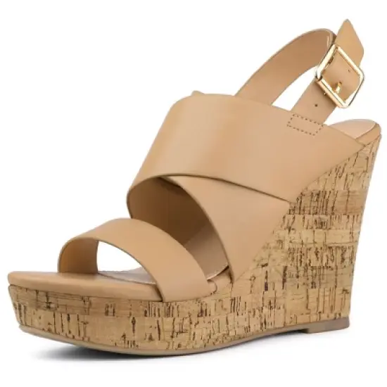 Allegra K Women's Wood Wedges Platform Wedge Sandals image {9}