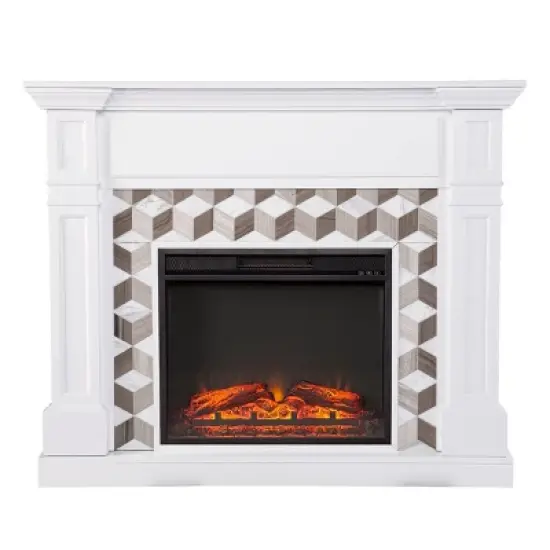 Budedar Fireplace with Marble Surround White - Aiden Lane image {10}