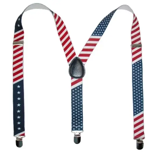 CTM Elastic Stars and Stripes American Flag Clip-End Suspenders image {3}