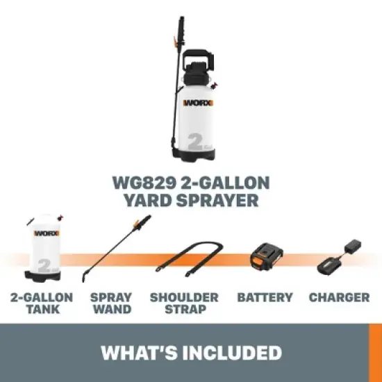 Worx WG829 20V Power Share Cordless Yard Sprayer Battery and Charger Included image {1}