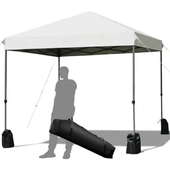 Costway 8x8 FT Pop up Canopy Tent Shelter Wheeled Carry Bag 4 Canopy Sand Bag image {12}