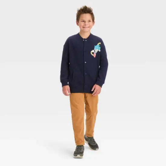 Boys' Sonic the Hedgehog Letterman Jacket - Navy Blue image {2}