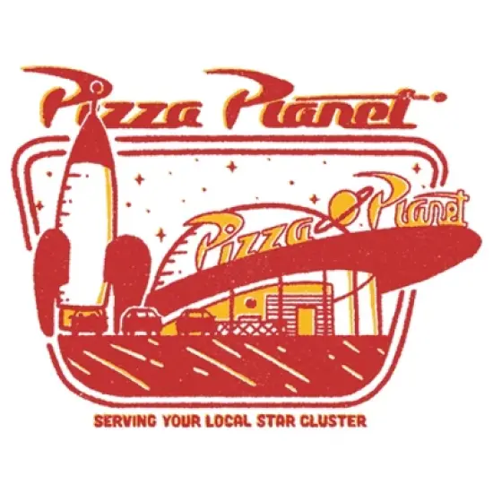 Men's Toy Story Serving Local Star Cluster Pizza Planet  T-Shirt - White - 4X Big Tall image {1}