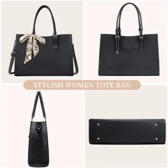 Laptop Bag for Women 15 Inch Waterproof Laptop Tote Bag Leather Work Bag Computer Briefcase Large Capacity image {1}