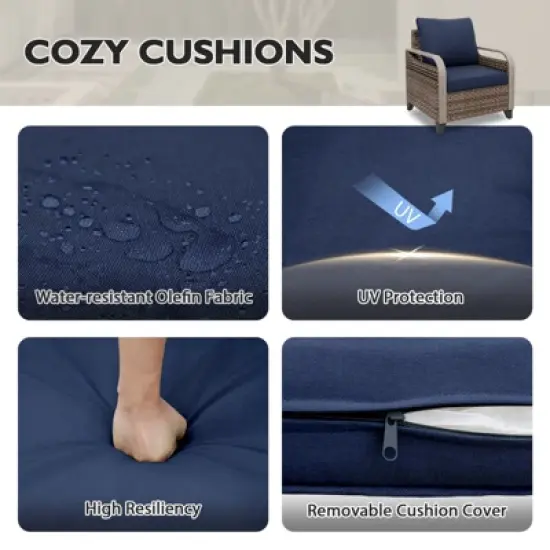 EAGLE PEAK Wicker Bistro Table and Chairs, Outdoor Bistro Set, Rattan Patio Furniture, Wicker Patio Chairs & Table, 3 Piece Set image {4}