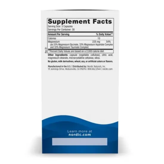 Nordic Naturals Dietary Magnesium Vegan Complex Supplements Capsules - 90ct image {5}