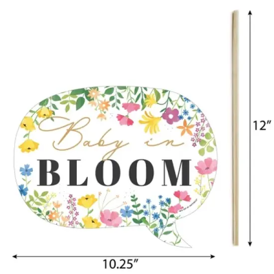 Big Dot of Happiness Funny Wildflowers Baby - Boho Floral Baby Shower Photo Booth Props Kit - 10 Piece image {4}