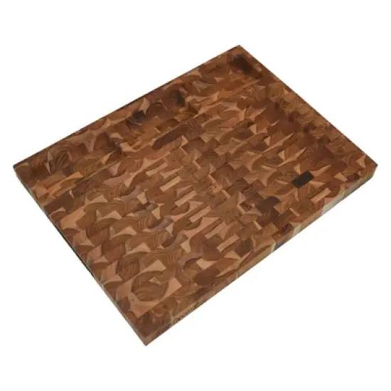 EcoDecors FSC Teak 20x15 End Grain Cutting Board with Charcuterie Tray image {1}