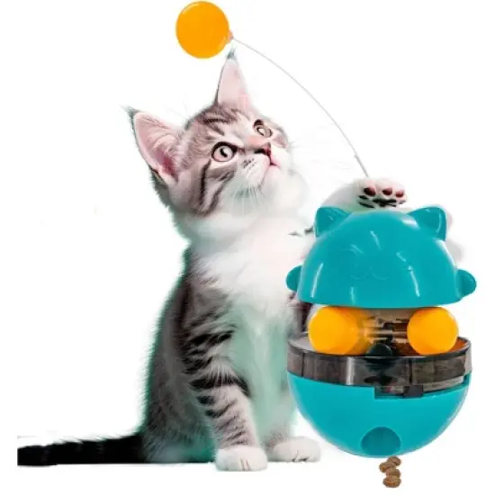 5 Star Super Deals Interactive Cat Treat Puzzle Feeder Toy - Adjustable Slow Food Dispenser with Playful Feline Ball Game & Rattle Ball Wand image {7}