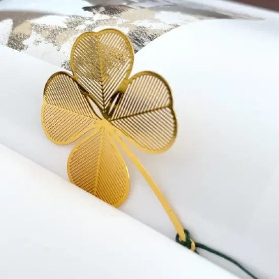 Wrapables Metallic Bookmark with Tassel for Book Lovers & Readers (Set of 2), Lotus & Clover image {9}