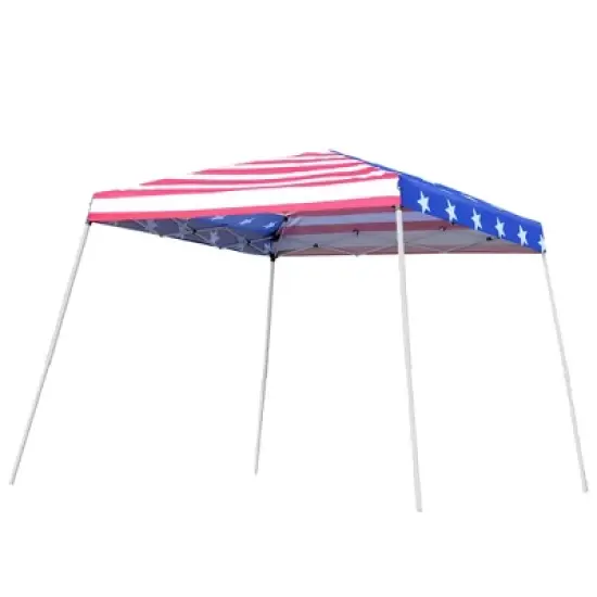 HANPURE Outsunny Slant Leg Pop Up Canopy Tent, American Flag Roof, Carry Bag, Height Adjustable, Beach Sun Shelter, 10'x10' Base, 8'x8' Top image {9}