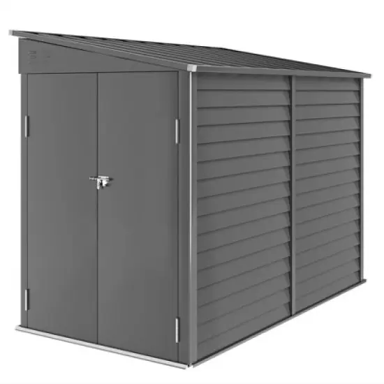 Resenkos Storage Garden Shed,Garden Sheds,4.6' x 9' Outdoor Storage Shed with Foundation Kit, Lockable Doors and Gloves, Dark Gray image {11}