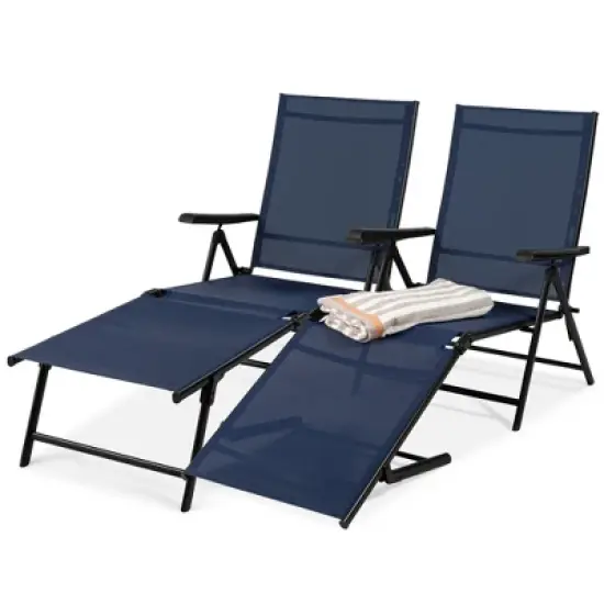 Best Choice Products Set of 2 Outdoor Patio Chaise Lounge Chair Adjustable Folding Pool Lounger w/ Steel Frame image {7}