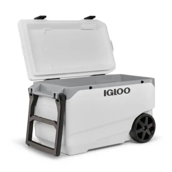 Igloo Latitude 137 Cans 90 Quart Rolling Cooler - White: Polyethylene, Tow Handle image {10}