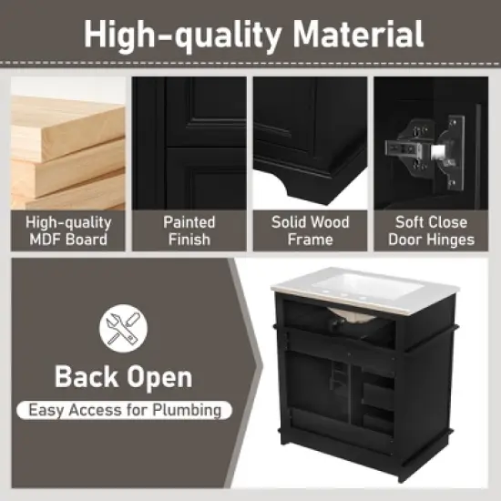 Dexmalle 30" Bathroom Vanity with Multi Storage image {5}