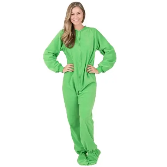 Footed Pajamas - Emerald Green Adult Fleece Onesie image {3}