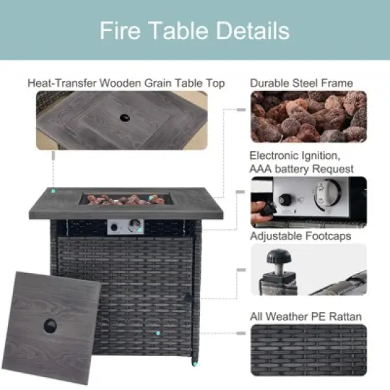 Buenhomino 8 Pieces Outdoor Patio Furniture Set with Fire Pit,L-Shaped Modular Sectional Couches with Swivel Patio Chairs,Wicker Conversation Set image {4}